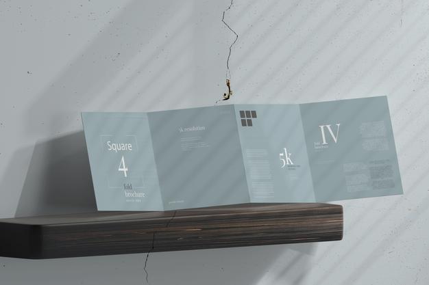 Square Four Fold Brochure Mockup Psd