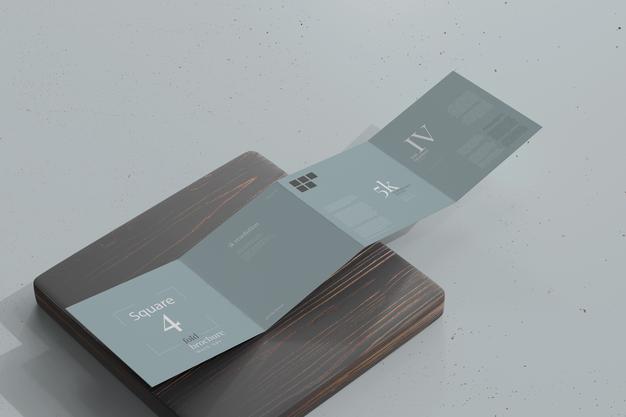 Square Four Fold Brochure Mockup Psd