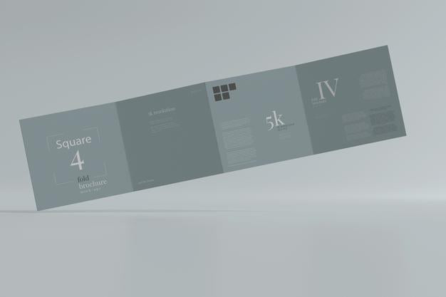 Square Four Fold Brochure Mockup Psd