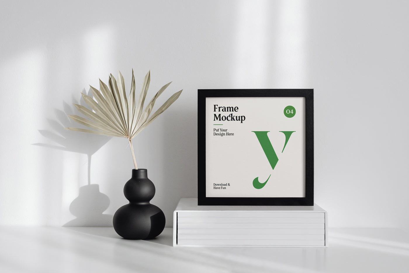 Square Frame On Table Mockup