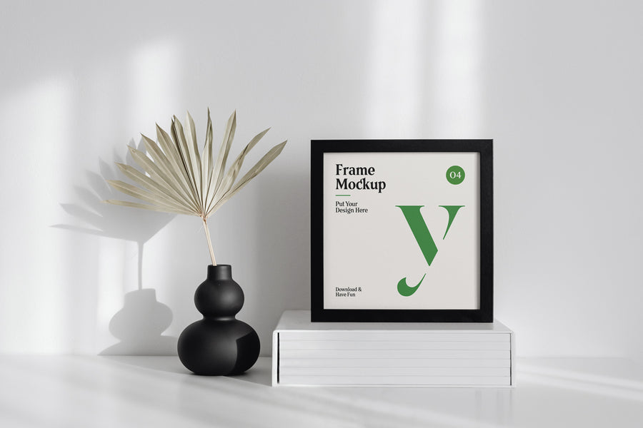 Square Frame On Table Mockup