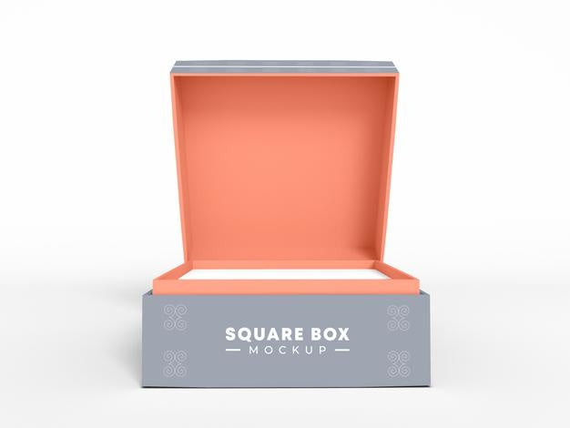 Square Gift Box With Cover Mockup Psd