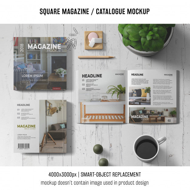 Square Magazine Or Catalogue Mockup Concept Psd