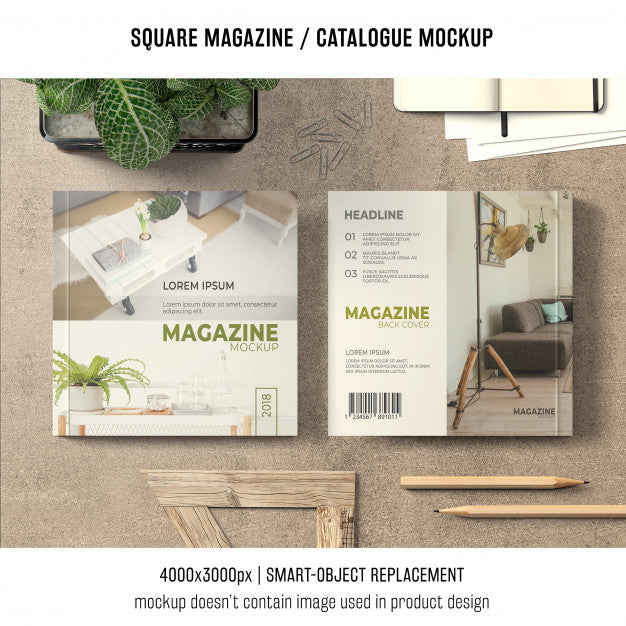 Square Magazine Or Catalogue Mockup On Table Psd