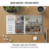 Square Magazine Or Catalogue Mockup With Coffee And Objects Psd