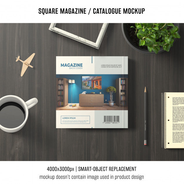 Square Magazine Or Catalogue Mockup With Decorative Still Life Psd