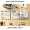 Square Magazine Or Catalogue Mockup With Different Objects Psd