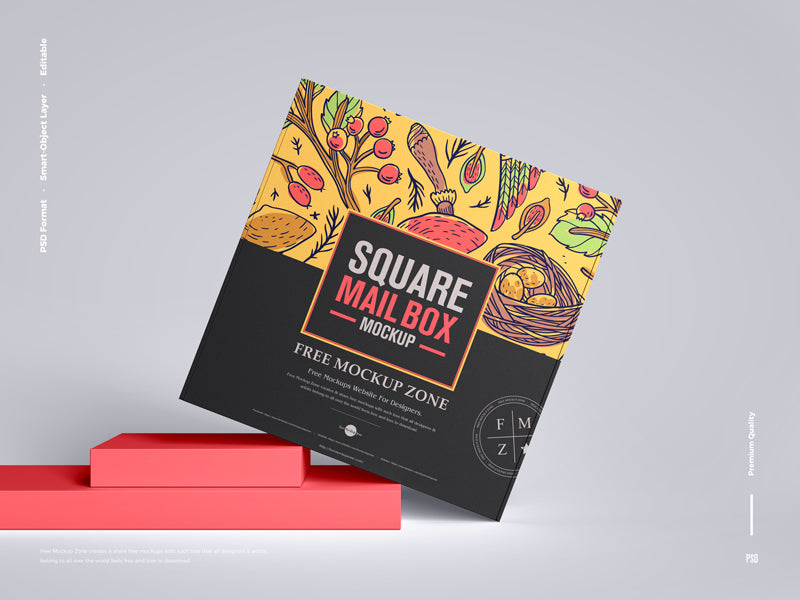 Square Mail Box Mockup