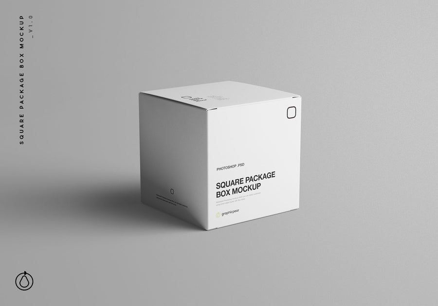 Square Package Box Mockup