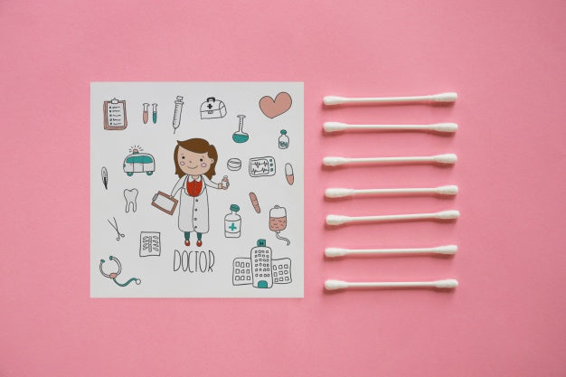 Square Paper Mockup With Cotton Buds Psd