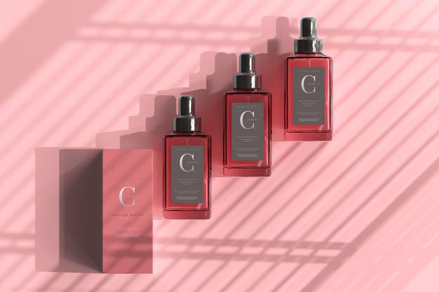 Square Perfume Bottle With Box Mockup Psd