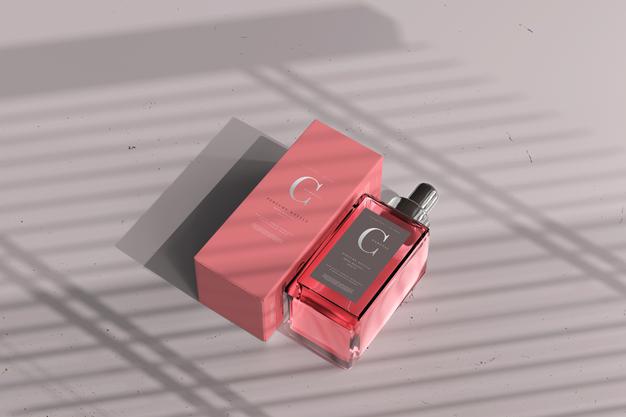 Square Perfume Bottle With Box Mockup Psd