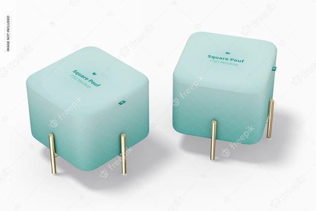 Square Poufs Mockup, Perspective Psd