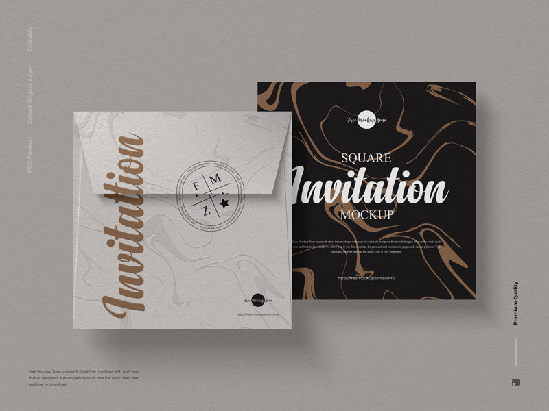 Square Psd Invitation Mockup