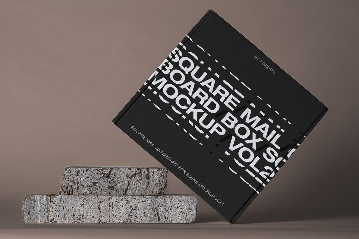 Square Psd Mail Cardboard Box Mockup 2