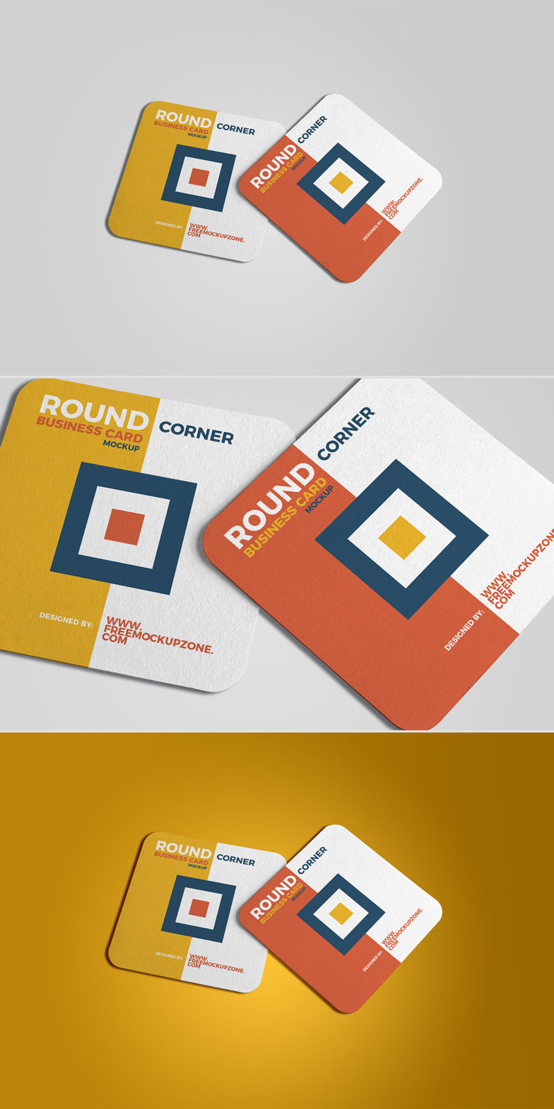 Square Round Corner Business Card Mockup 2018