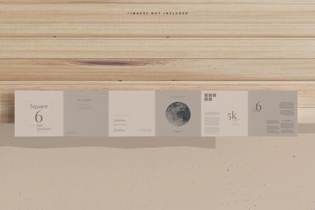 Square Six Fold Brochure Mockup Psd