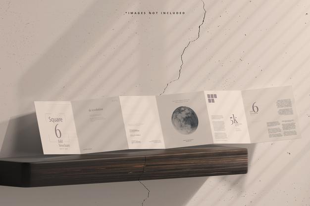 Square Six Fold Brochure Mockup Psd