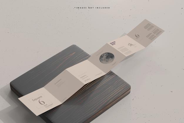Square Six Fold Brochure Mockup Psd