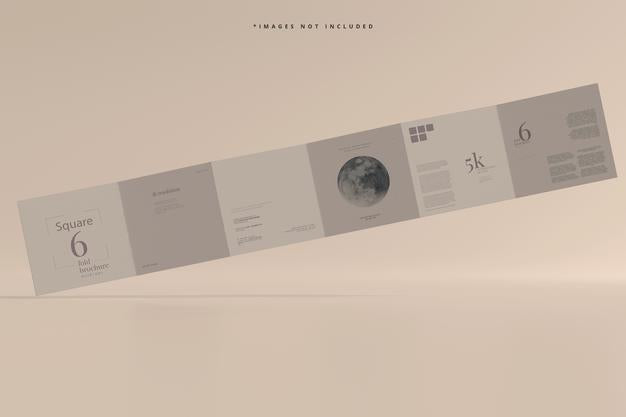 Square Six Fold Brochure Mockup Psd