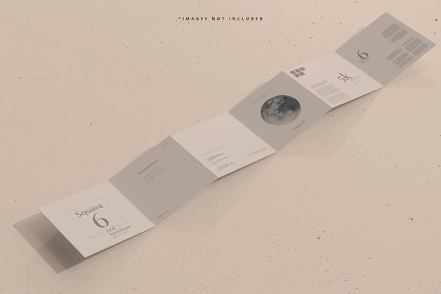 Square Six Fold Brochure Mockup Psd