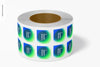 Square Stickers Roll Mockup, Front View Psd