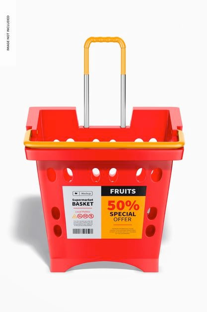 Square Supermarket Basket Mockup, Front View Psd