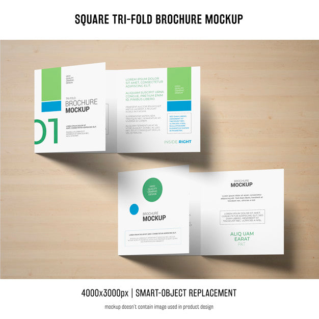 Square Tri-Fold Brochure Mockup Psd