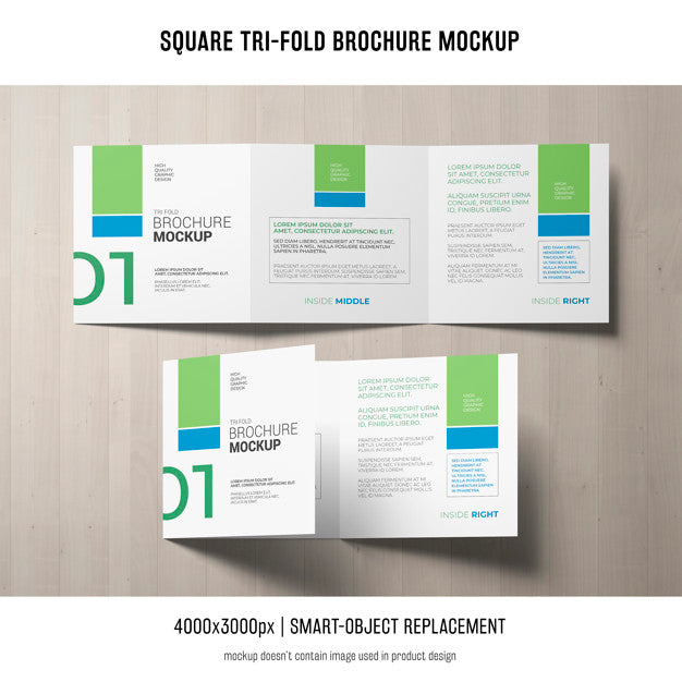 Square Tri-Fold Brochure Mockup Psd