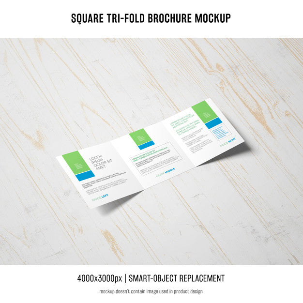 Square Tri-Fold Brochure Mockup Psd