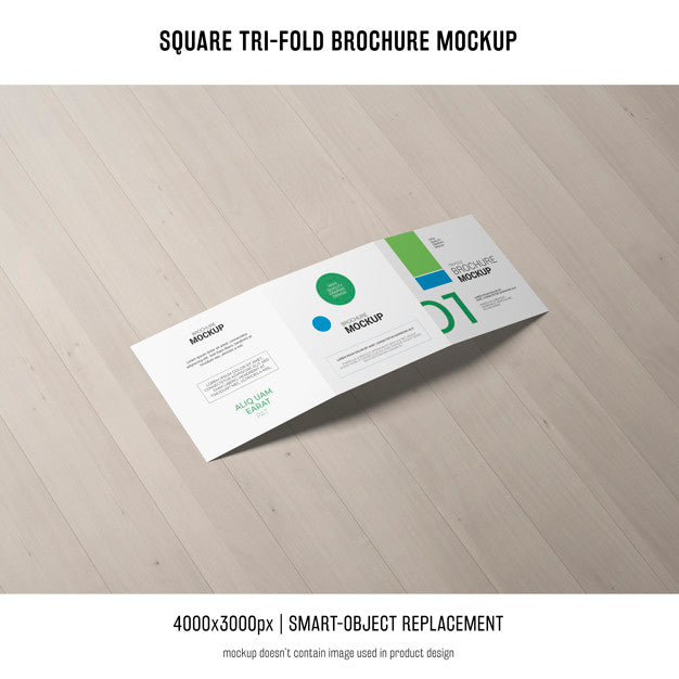Square Tri-Fold Brochure Mockup Psd