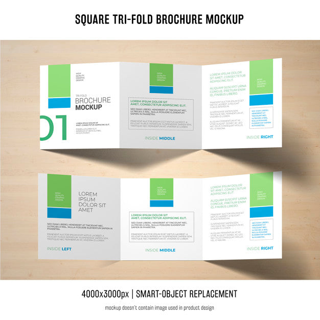 Square Tri-Fold Brochure Mockup Psd