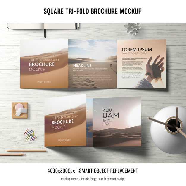 Square Tri-Fold Brochure Mockup Psd