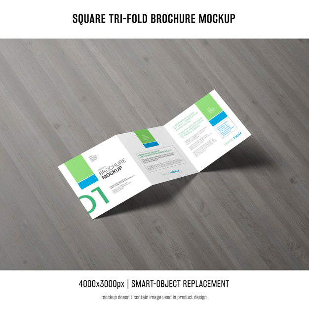 Square Tri-Fold Brochure Mockup Psd