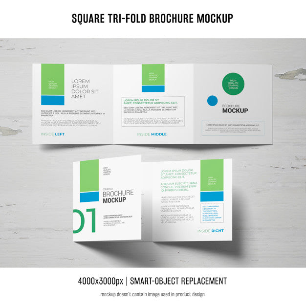 Square Tri-Fold Brochure Mockup Psd