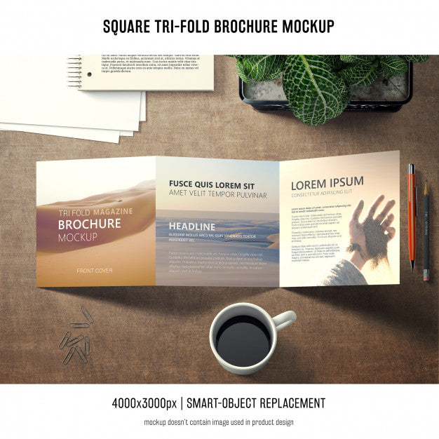 Square Tri-Fold Brochure Mockup Psd