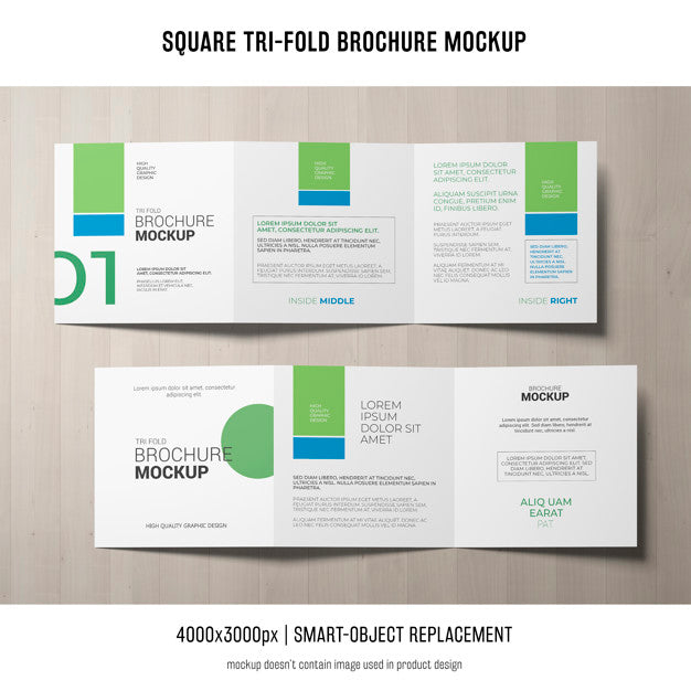 Square Tri-Fold Brochure Mockup Psd