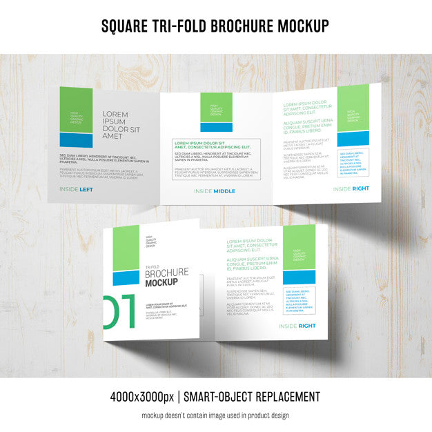 Square Tri-Fold Brochure Mockup Psd
