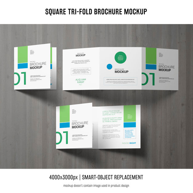 Square Tri-Fold Brochure Mockup Psd