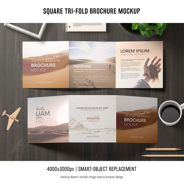 Square Tri-Fold Brochure Mockup Psd