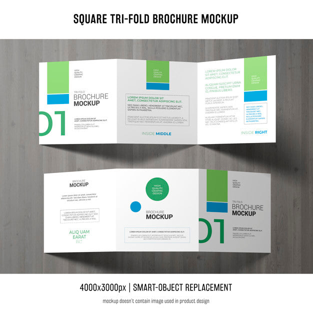 Square Tri-Fold Brochure Mockup Psd
