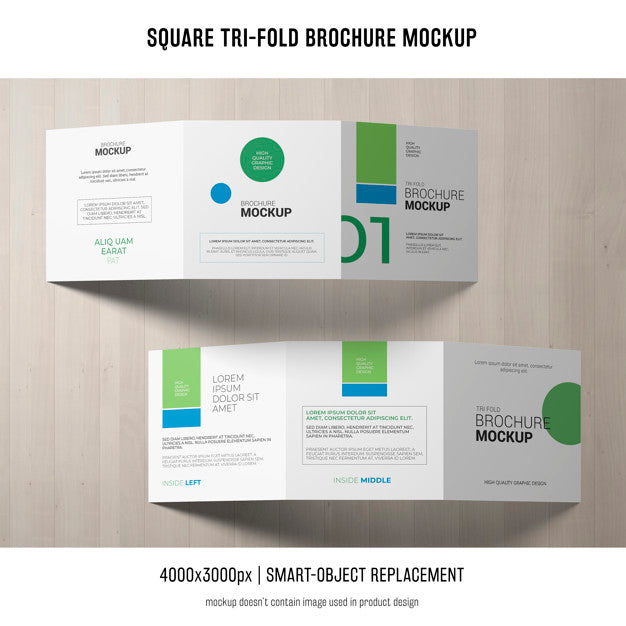 Square Tri-Fold Brochure Mockup Psd