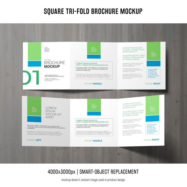 Square Tri-Fold Brochure Mockup Psd