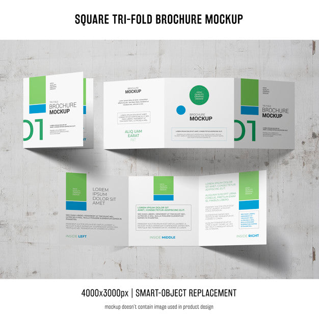 Square Tri-Fold Brochure Mockup Psd