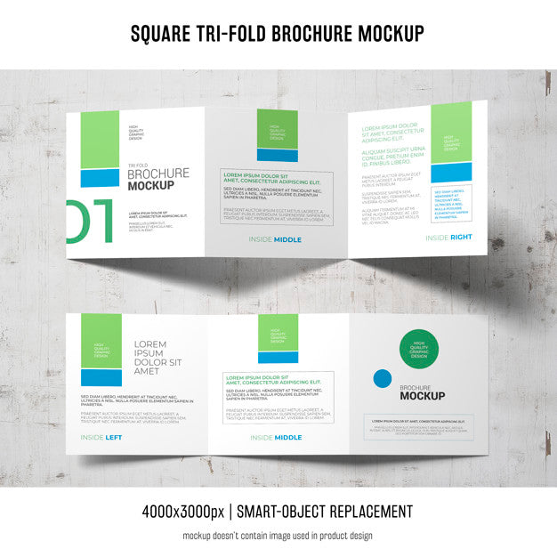 Square Tri-Fold Brochure Mockup Psd