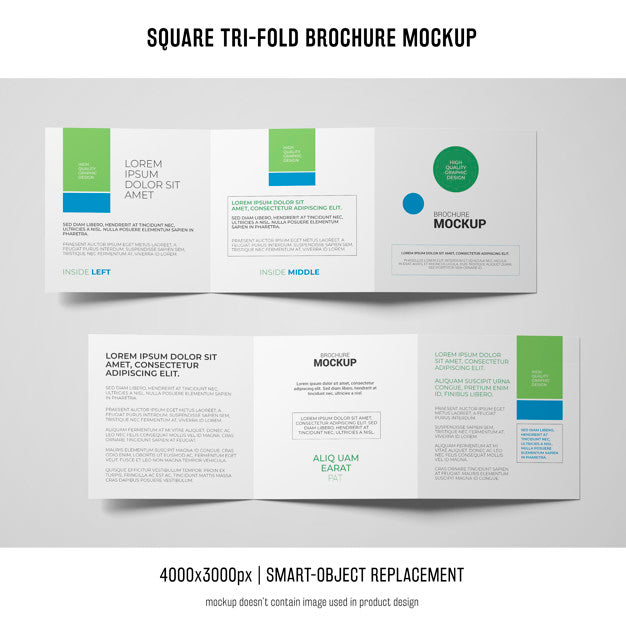 Square Tri-Fold Brochure Mockup Psd