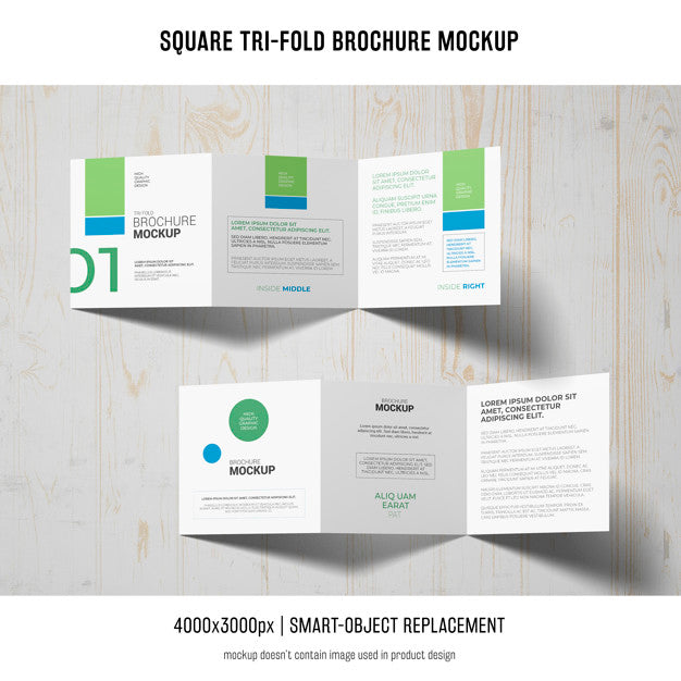 Square Tri-Fold Brochure Mockup Psd