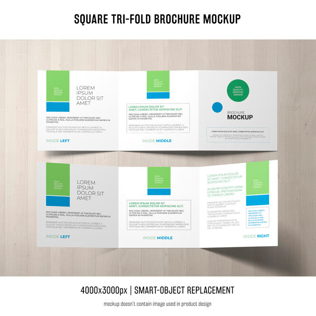 Square Tri-Fold Brochure Mockup Psd