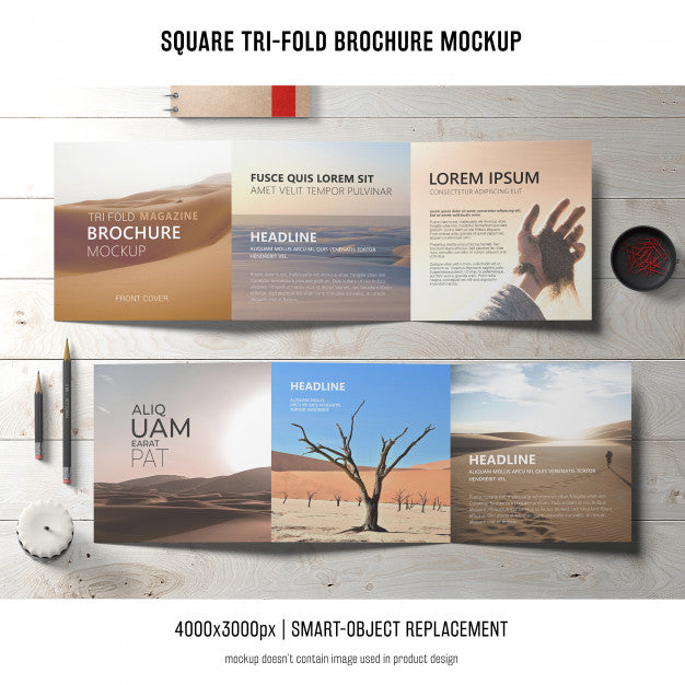 Square Tri-Fold Brochure Mockup Psd