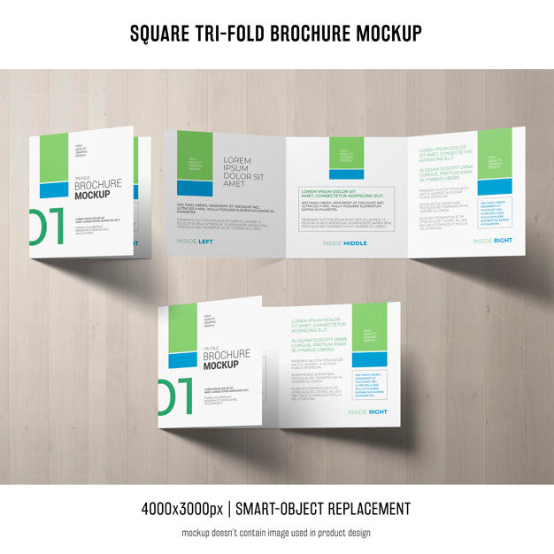 Square Tri-Fold Brochure Mockup Psd
